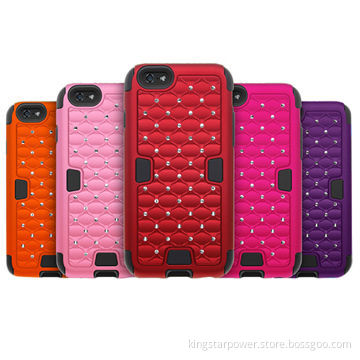 Hybrid mobile phone case for iPhone 6/6 Plus, PC Silicone, Crystal Diamond Rhinestone StuddedNew